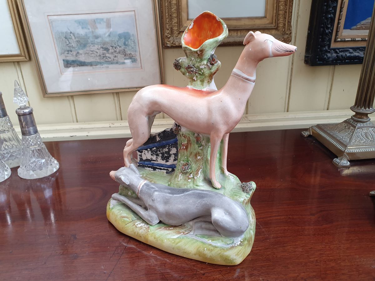 19th Century Staffordshire Greyhound Spill Vase